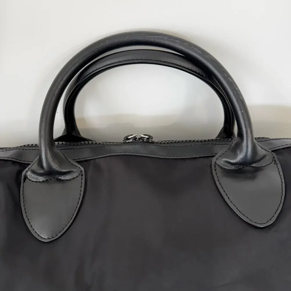 Diesel On The Road M-Flying Duffle Bag Nylon Embroidered Leather Trim Black Mens